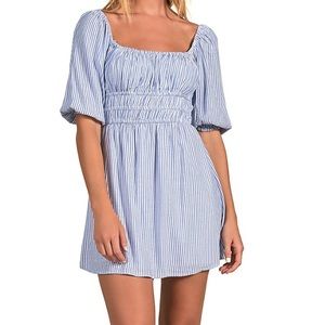 ELAN Smocked Waist Striped Mini Dress